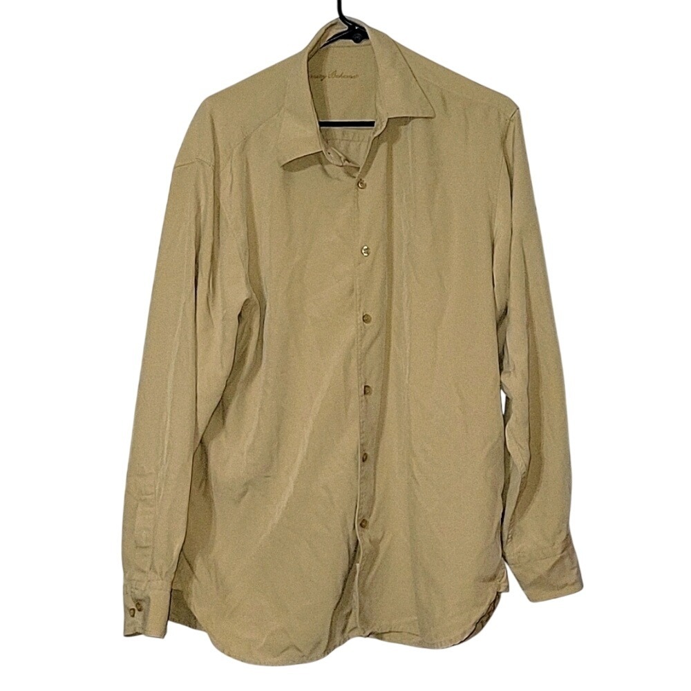 Tommy Bahama Button Down Shirt Long Sleeve Casual Tan L beach breathable coastal